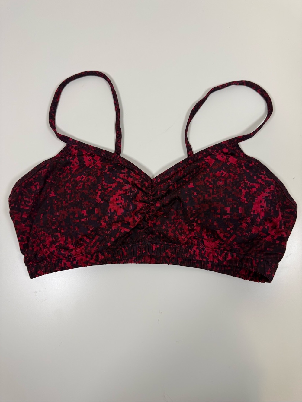 Handful Adjustable Sports Bra Red Black Digital Camo Abstract M